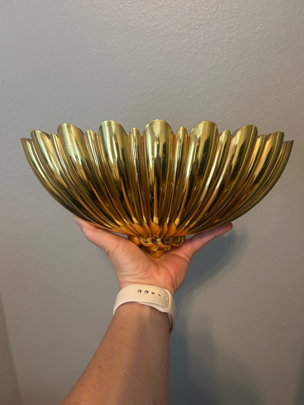 Vgt MCM Syroco fluted gold wall pocket. 12 inches